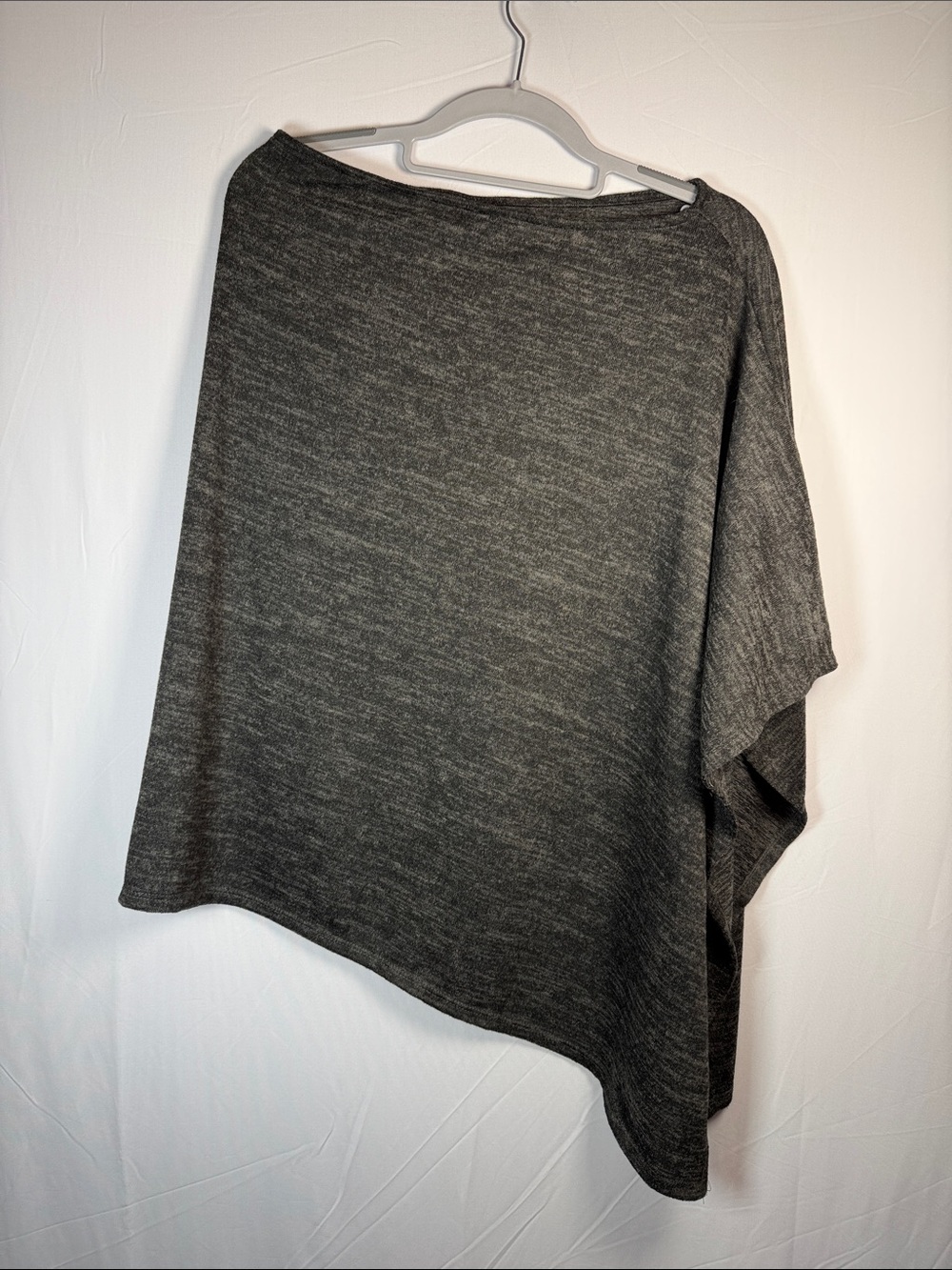 Cozy Charcoal Wrap Poncho - Women's Gray Knit Scarf/Poncho